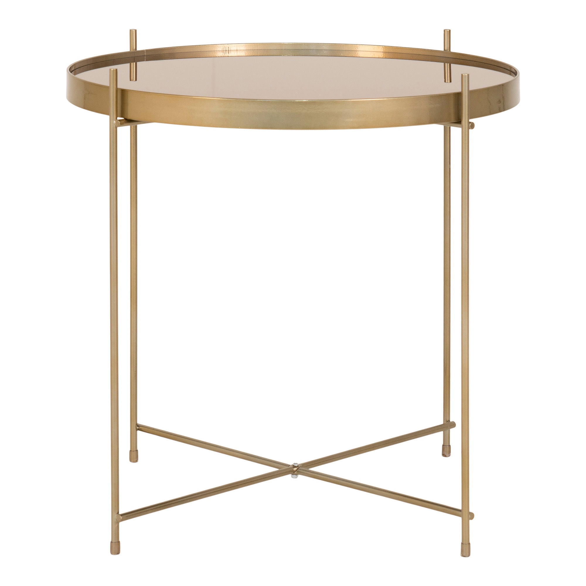 Venezia – Couchtisch, Glas & Stahlgestell Ø48×48 cm